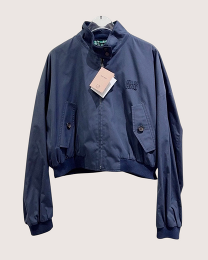 Miu Miu Plaid-Lined Jacket Navy, Green FR 34