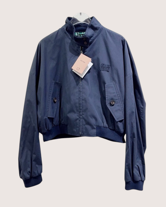 Miu Miu Plaid-Lined Jacket - Navy, Green