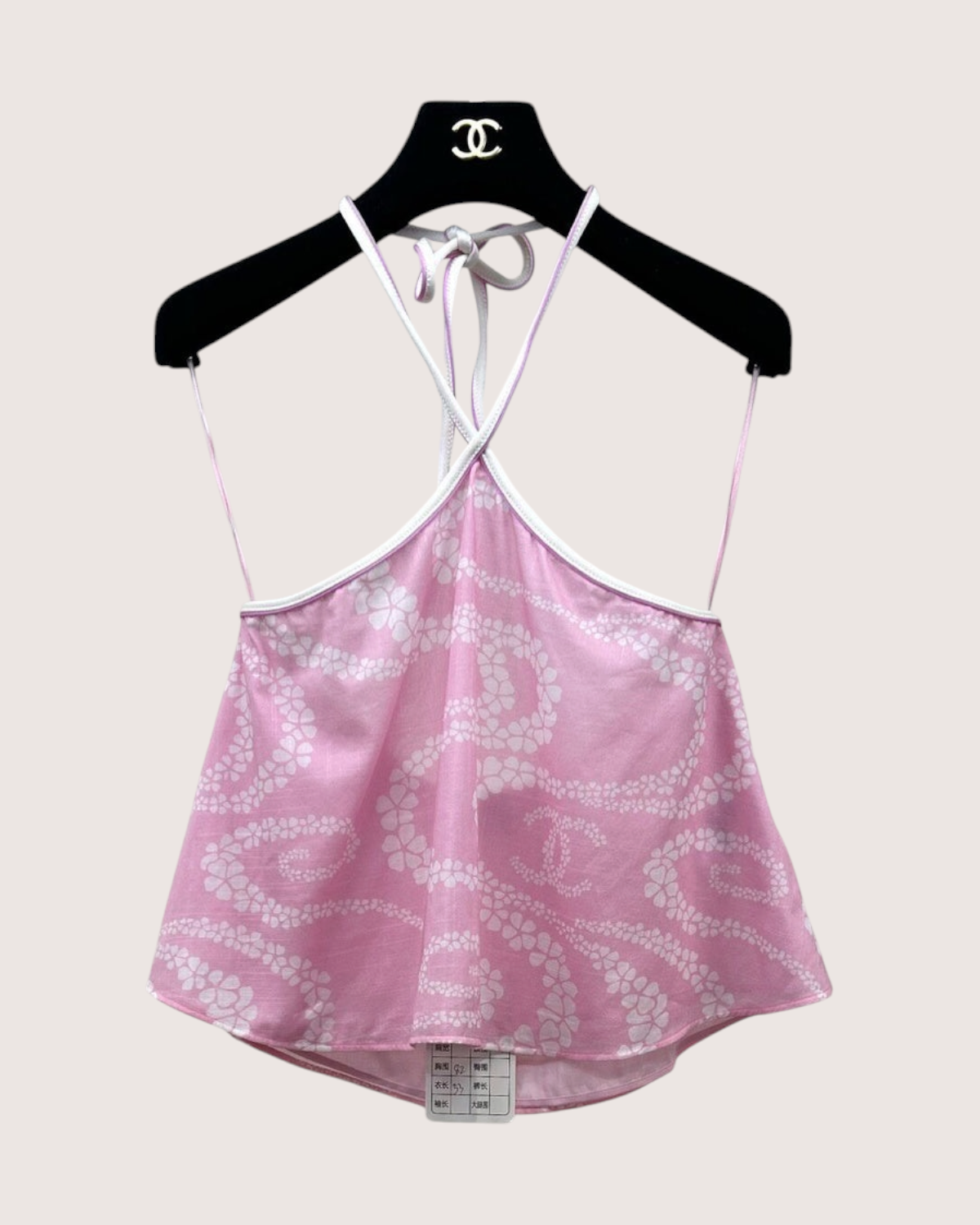 Chanel 25M Coco Beach CC Halter Top Pink, White FR 36