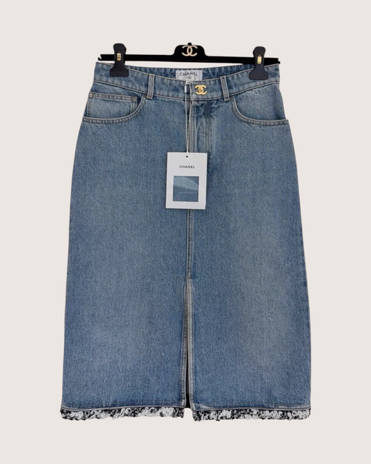 Chanel 26S Denim Mid-Length Skirt - Blue