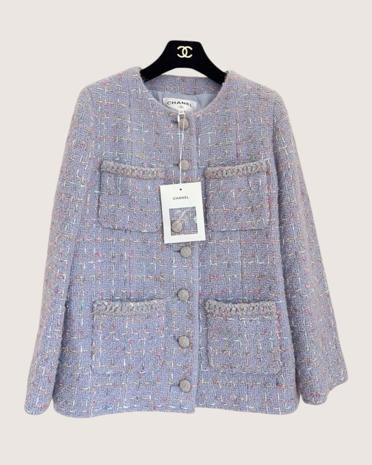 Chanel 25B Tweed Four-Pocket Jacket Purple, Multicolor FR 38