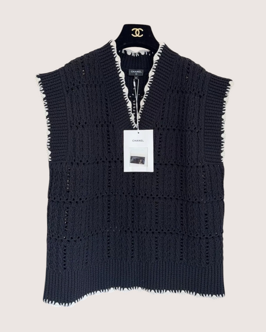Chanel 26P V-Neck Pullover Vest - Black
