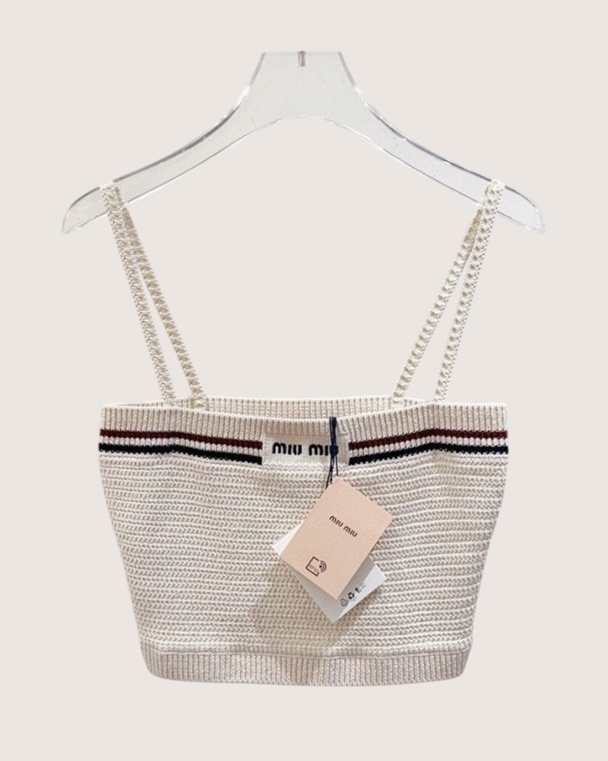 Miu Miu Cropped Logo Top Beige/Ecru, Navy, Burgundy IT 38