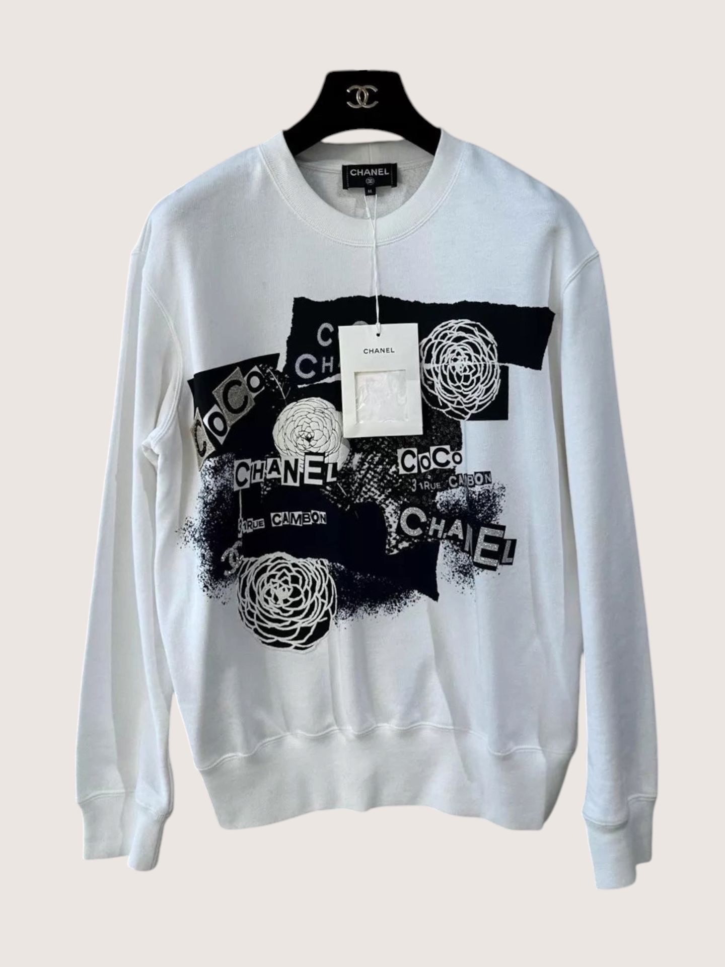 Chanel Camellia Sequin Embroidered Logo Sweatshirt