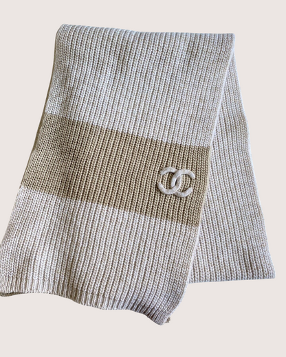 Chanel 24B CC Cashmere Logo Scarf Beige/Ecru One Size