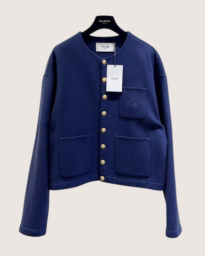 Celine Cashmere Jacket Navy, Gold FR 38