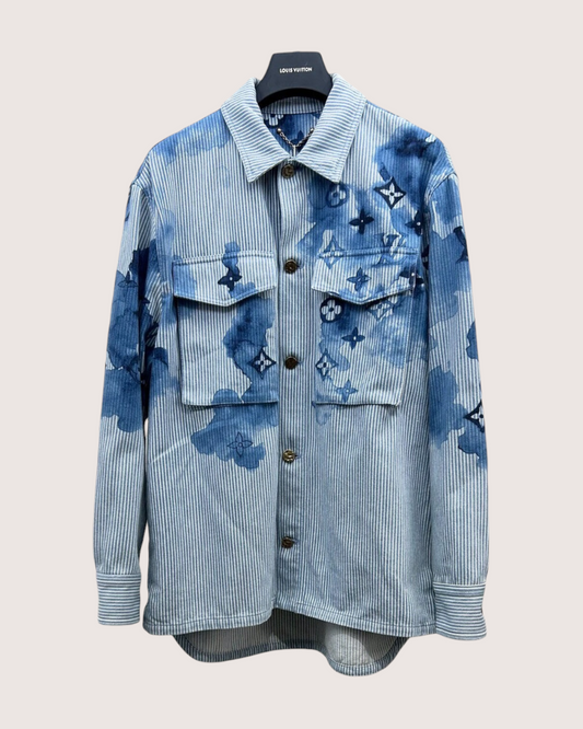 Louis Vuitton Striped Monogram Denim Jacket Blue, Navy, White FR 38