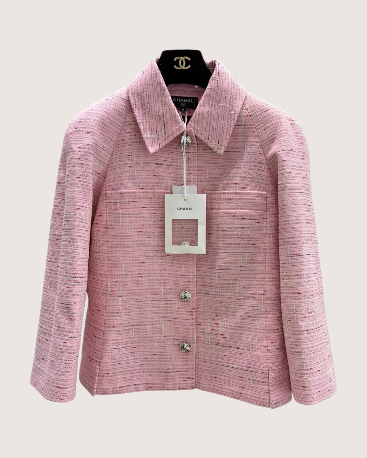 Chanel 26A Tweed CC Jacket Pink, Beige/Ecru, Multicolor FR 36
