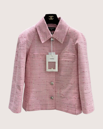 Chanel 26A Tweed CC Jacket Pink, Beige/Ecru, Multicolor FR 36