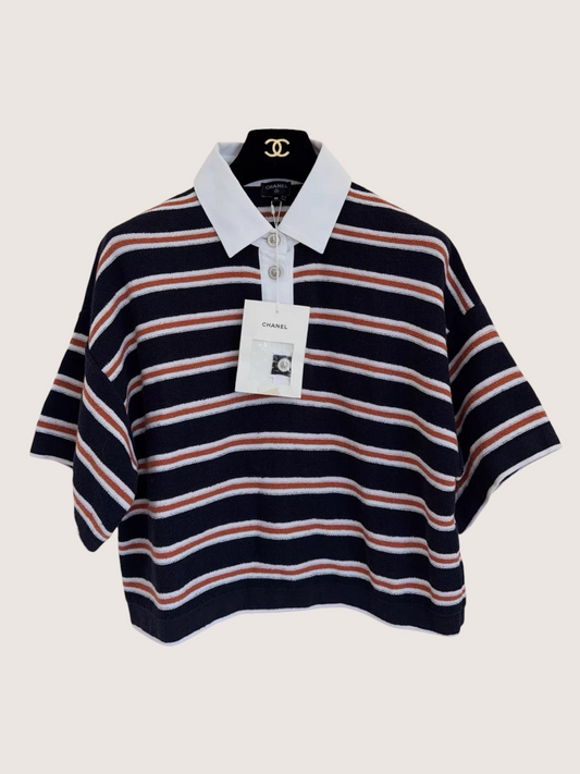 Chanel 26C Striped Polo Top