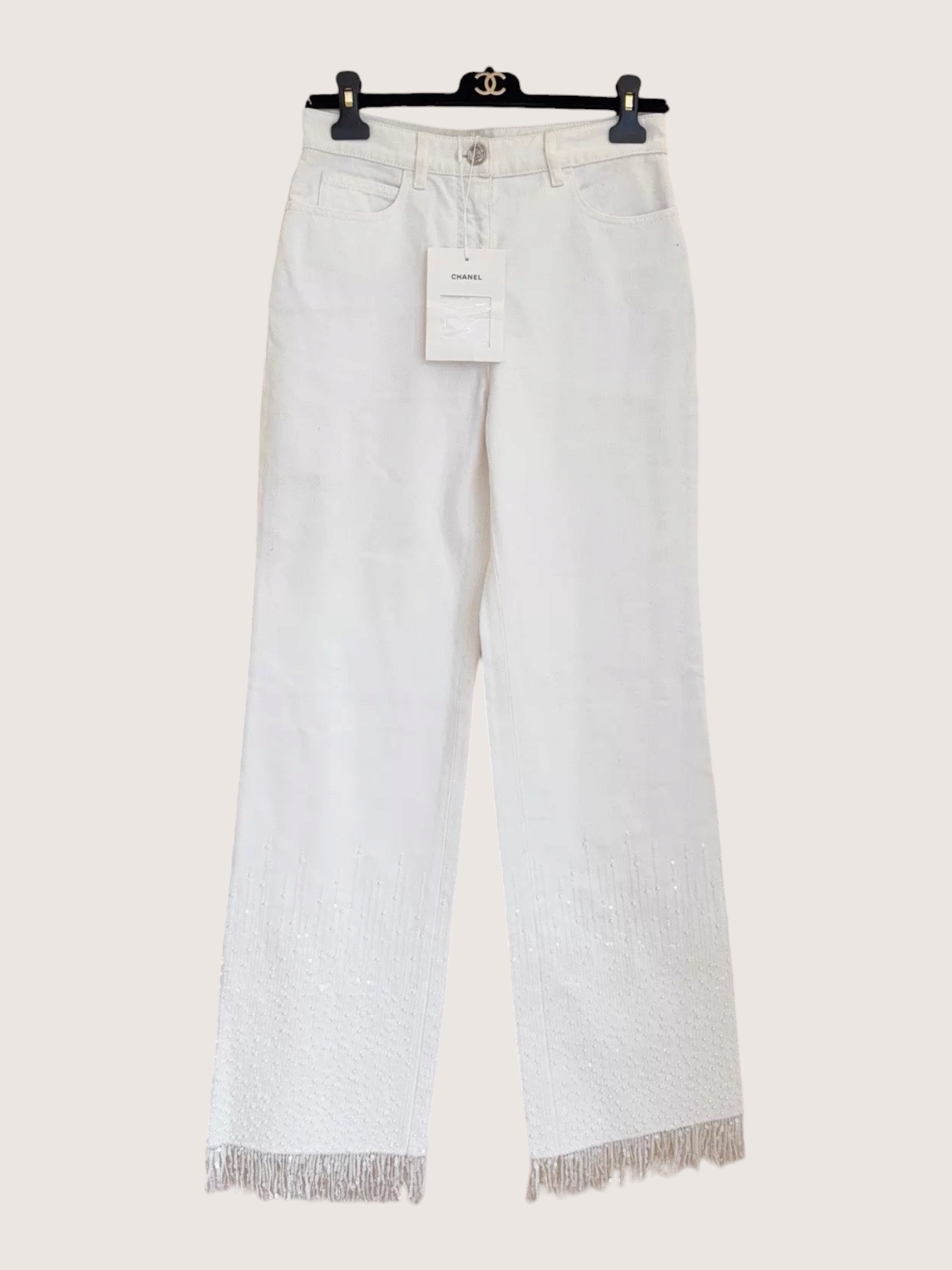 Chanel 25S Sequin Fringe Denim Jeans