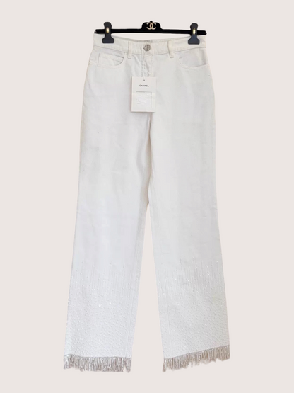 Chanel 25S Sequin Fringe Denim Jeans