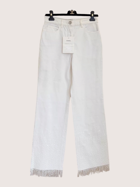 Chanel 25S Sequin Fringe Denim Jeans