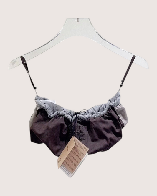 Miu Miu Logo Halter Top Brown, Grey FR 38