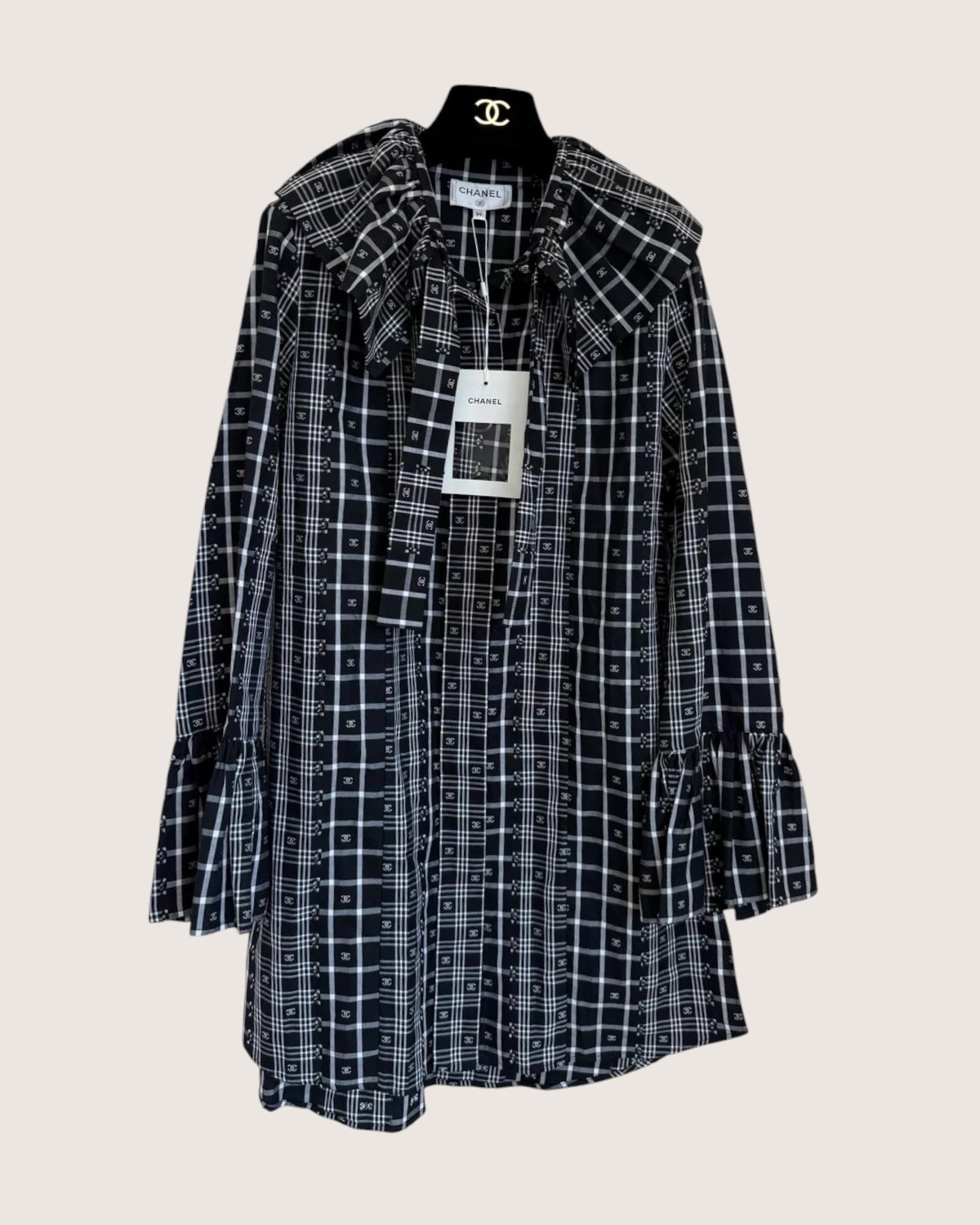 Chanel 23A Plaid Tweed Tunic Blouse