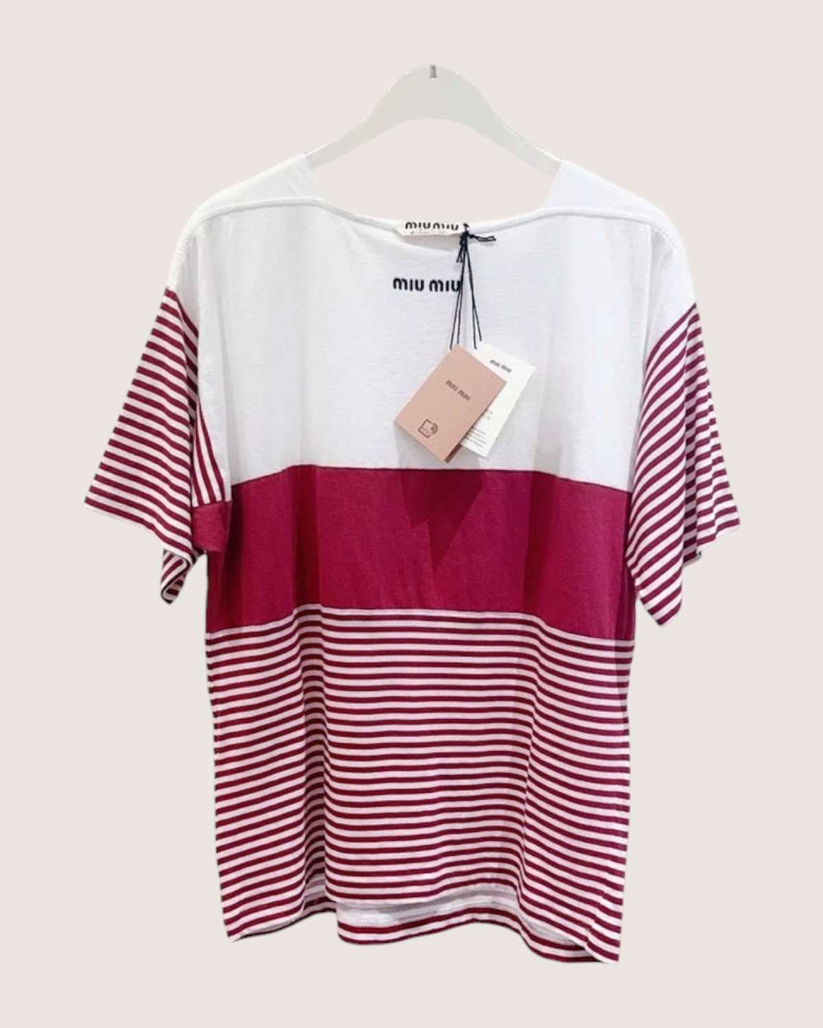 Miu Miu Striped T-Shirt White, Red FR 36
