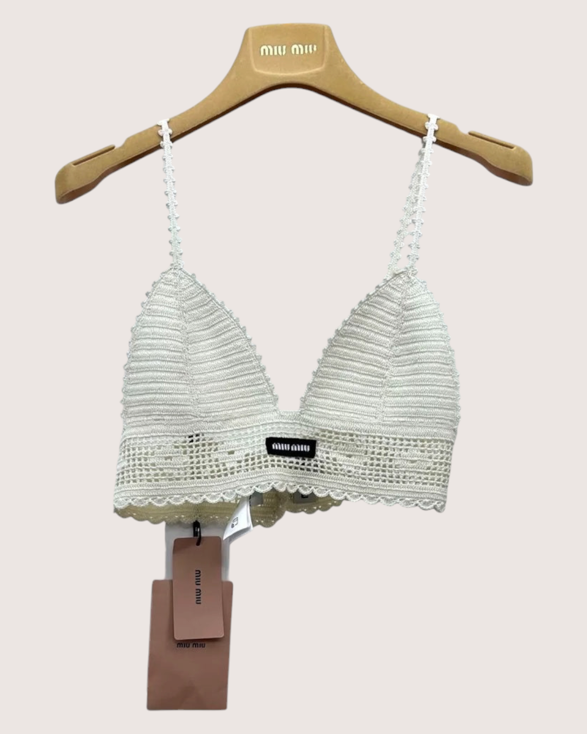 Miu Miu Crochet Triangle Bralette Beige/Ecru IT 40