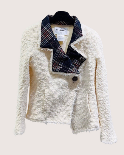 Chanel 12A Tweed Jacket Beige/Ecru, Navy, Multicolor FR 38
