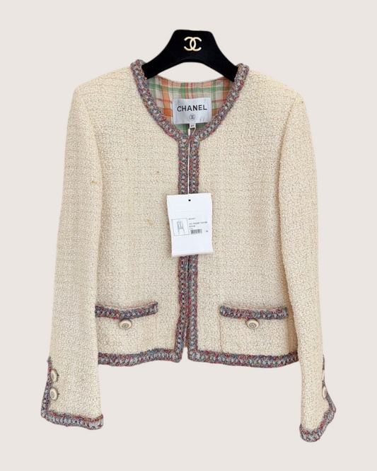 Chanel 20C Tweed Jacket Beige/Ecru, Multicolor FR 34