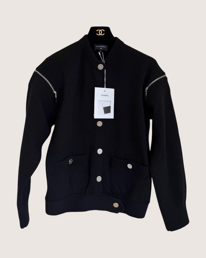 Chanel 25C Zipper Shoulders Cashmere Jacket