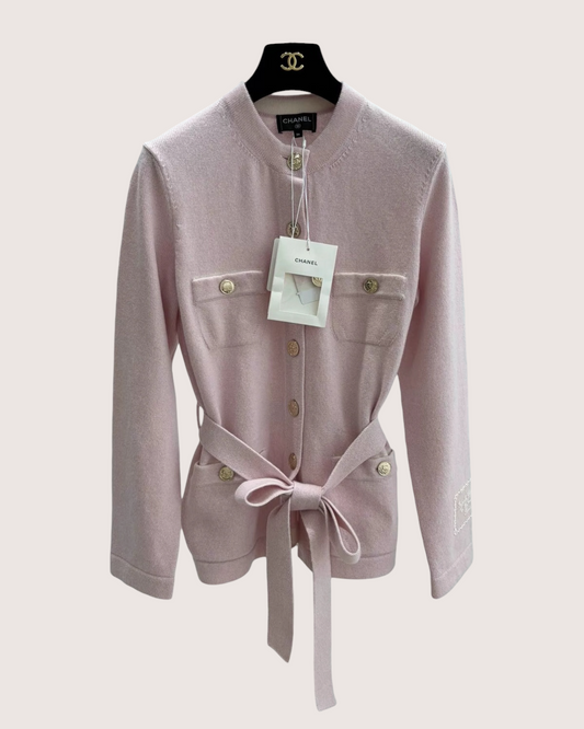Chanel 25B Cashmere Tie Cardigan - Pink