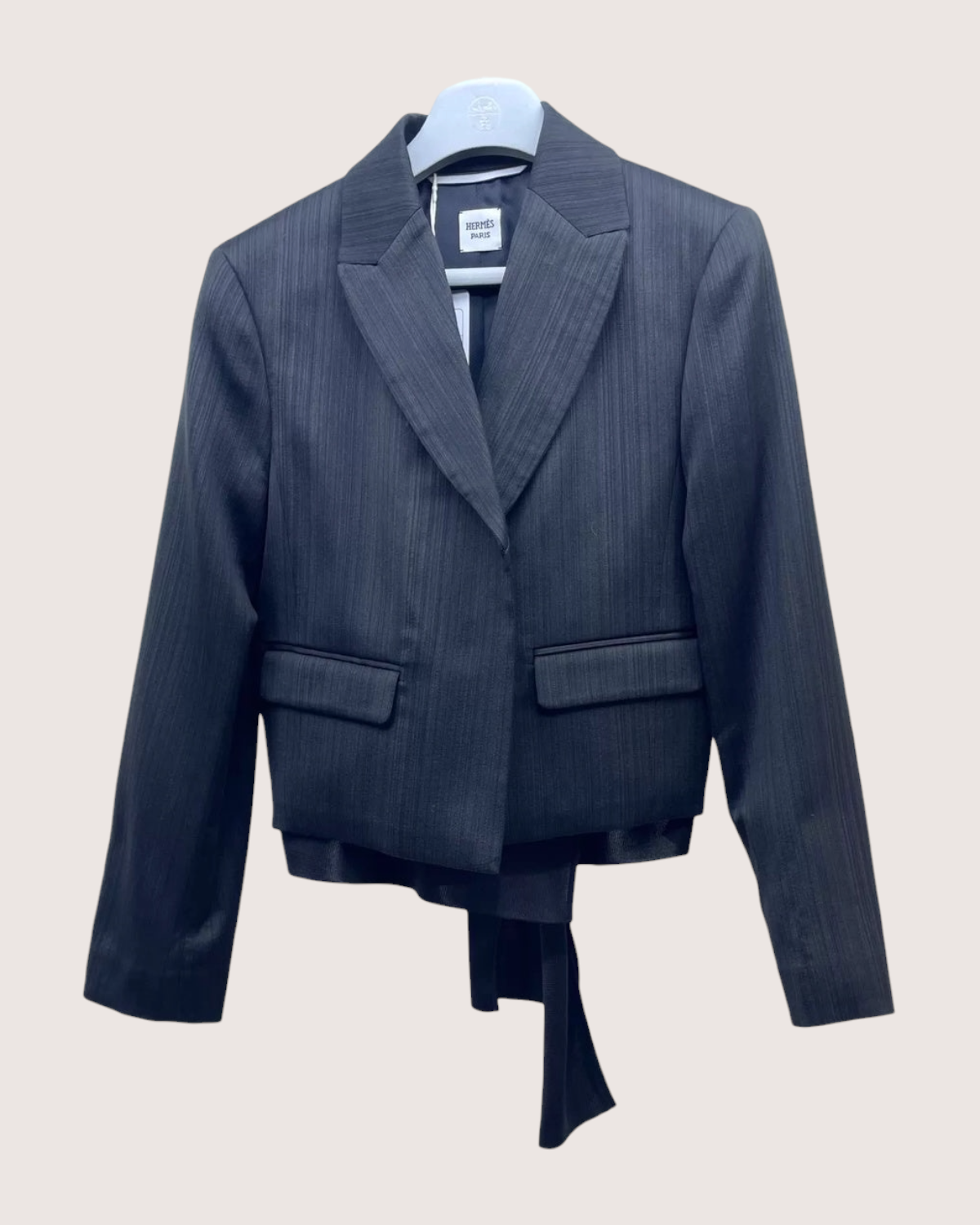 Hermès Ribbon-Detail Blazer Jacket Black FR 34