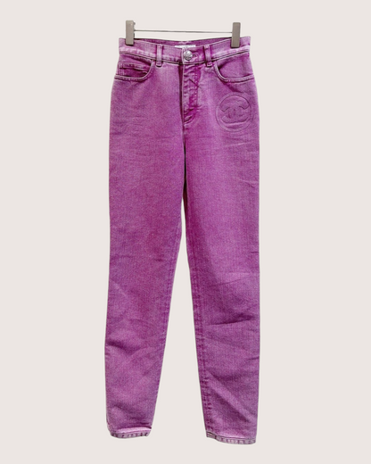 Chanel 23C Denim High-Waisted Jeans Purple, Pink FR 34