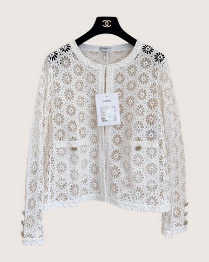 Chanel 21S Crochet Openwork Flowers Cardigan