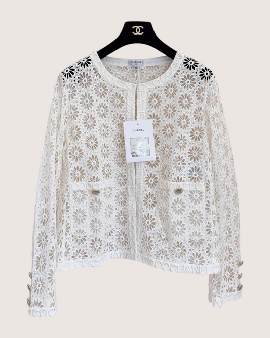Chanel 21S Crochet Openwork Flowers Cardigan