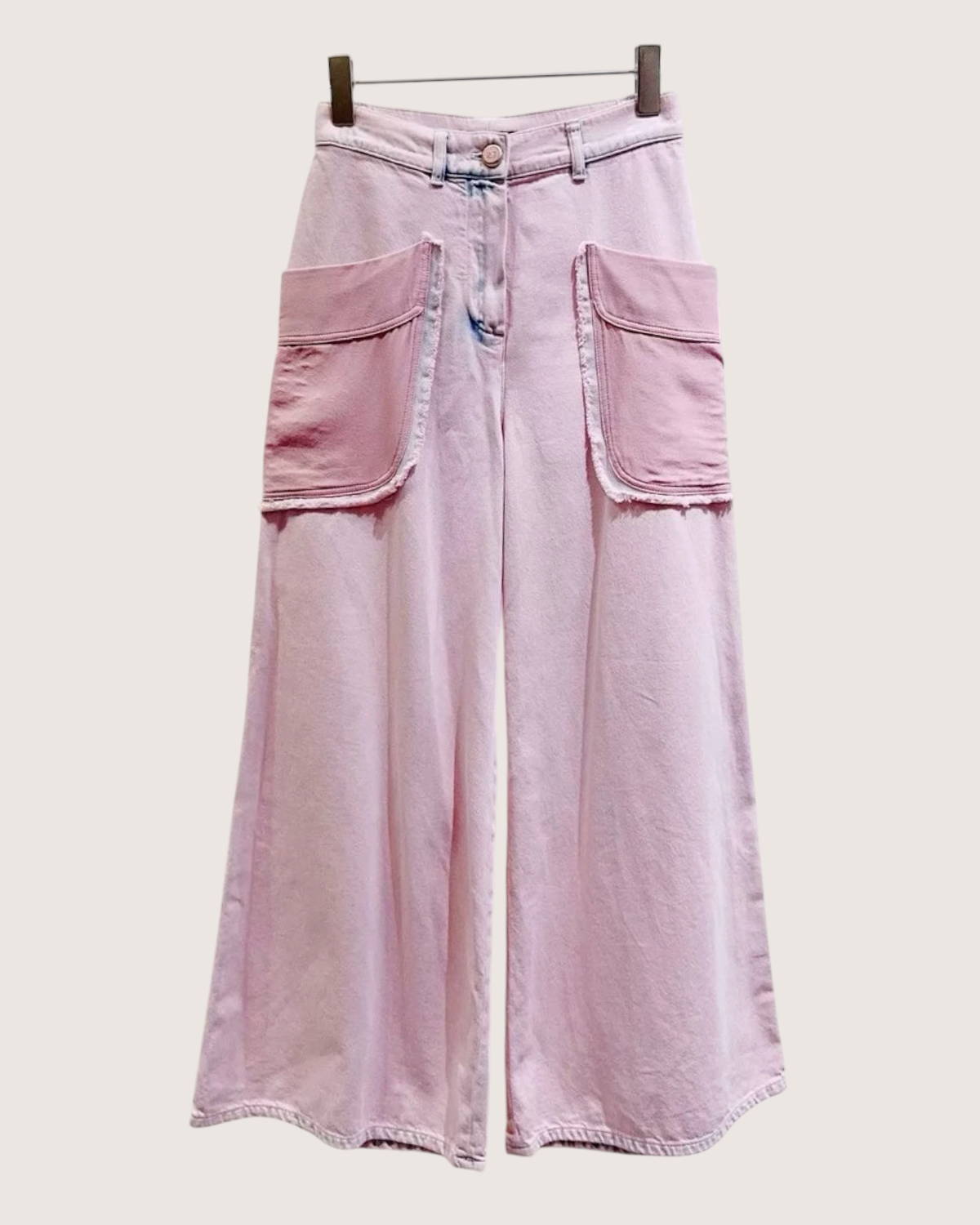 Chanel Wide-Leg Cargo Denim Jeans Pink, Blue FR 34