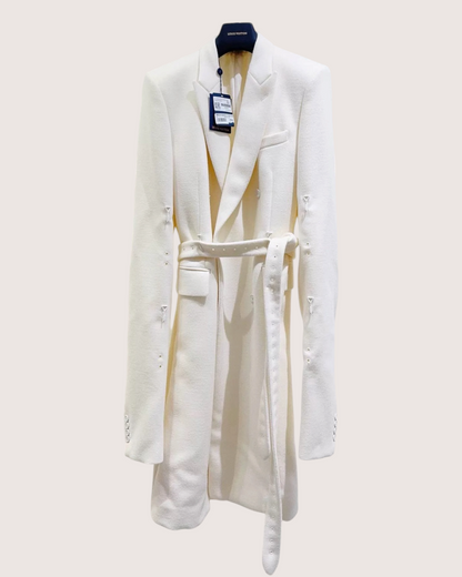 Louis Vuitton Belted Wool Coat White FR 50