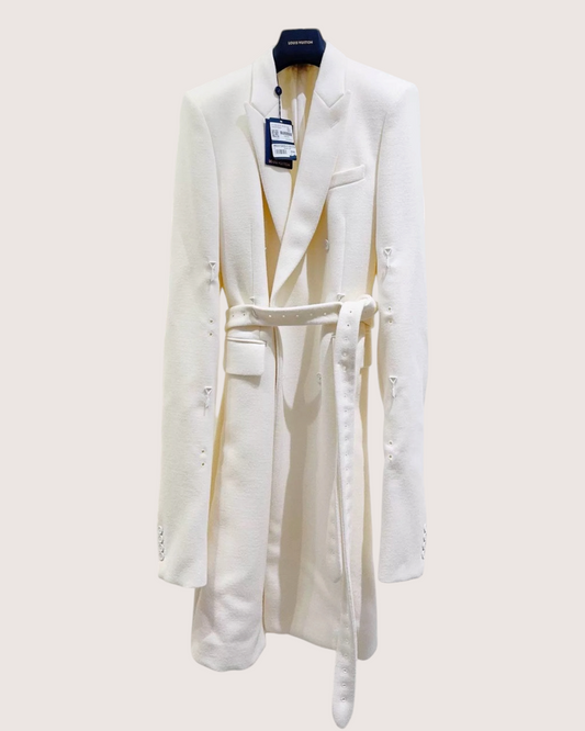 Louis Vuitton Belted Wool Coat White FR 50