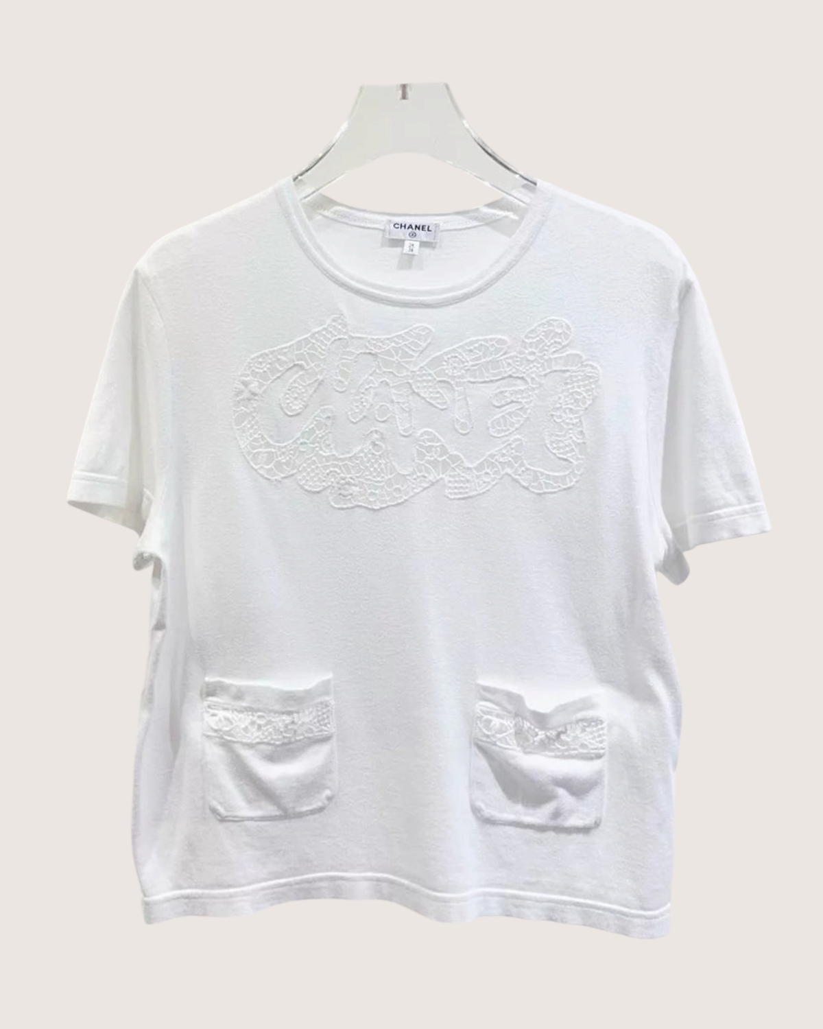 Chanel 22S Openwork Logo T-Shirt White FR 34/36