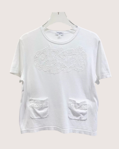 Chanel 22S Openwork Logo T-Shirt White FR 34/36