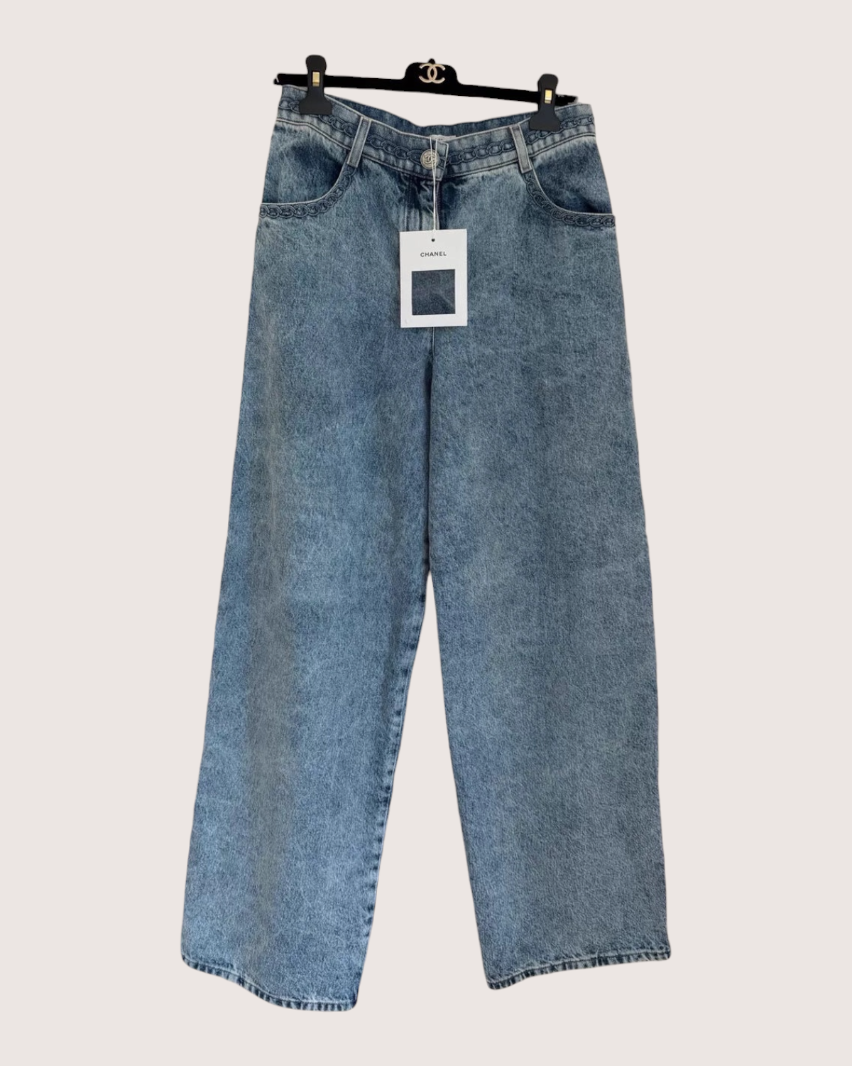 Chanel 26P Washed Wide-Leg Denim Jeans