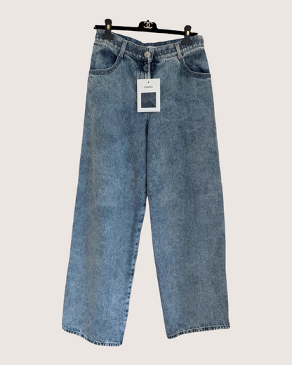 Chanel 26P Washed Wide-Leg Denim Jeans