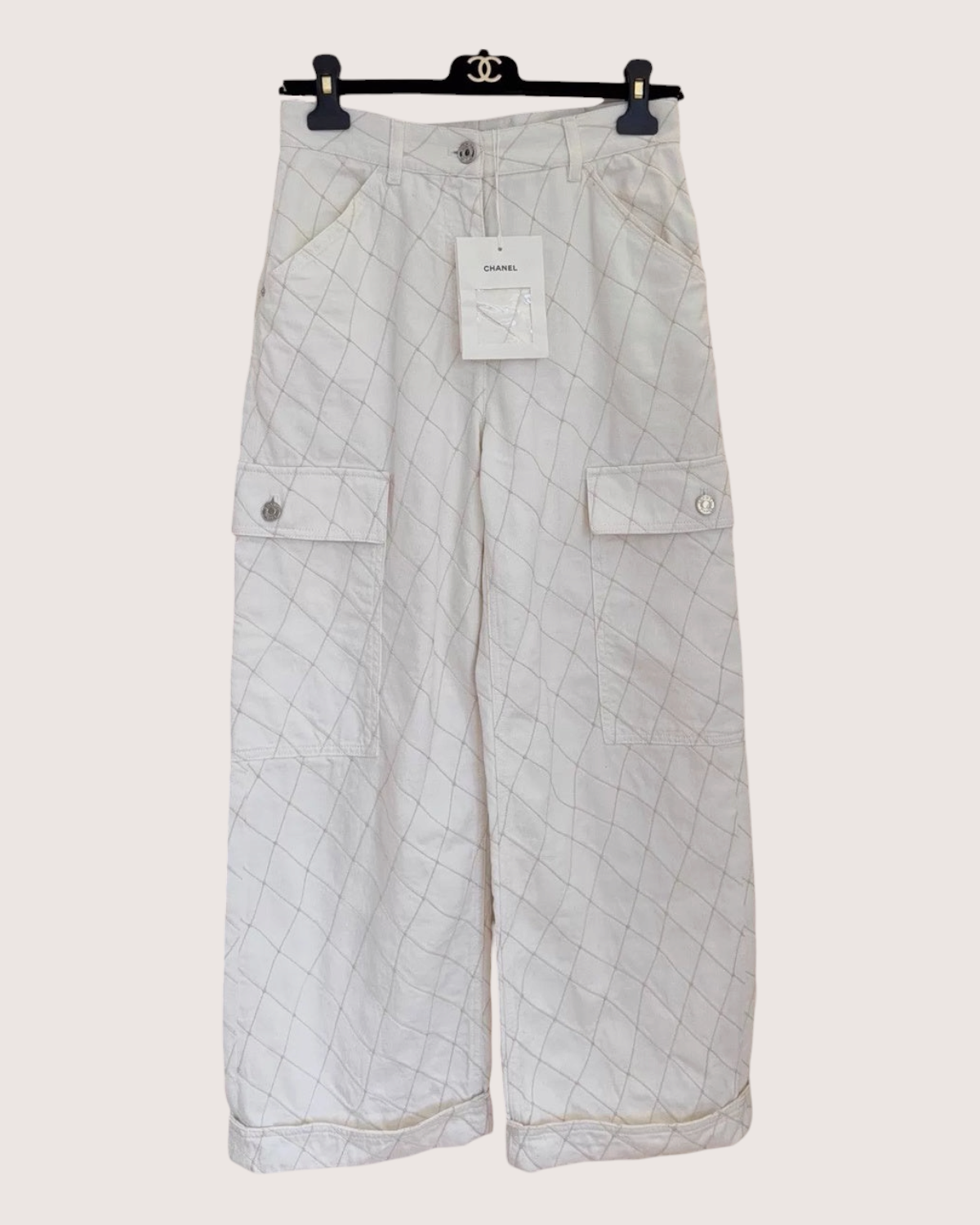 Chanel Wide-Leg Cargo Denim Jeans