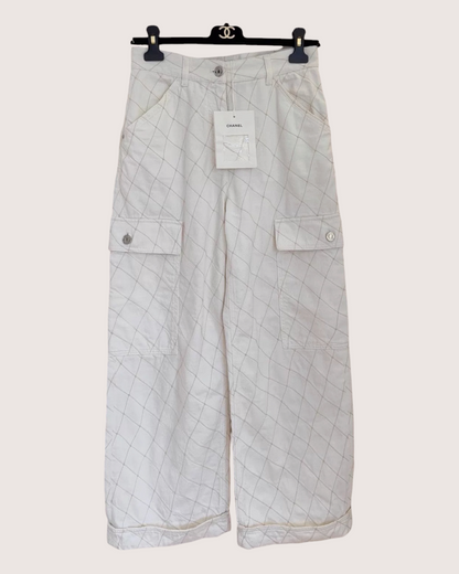 Chanel Wide-Leg Cargo Denim Jeans