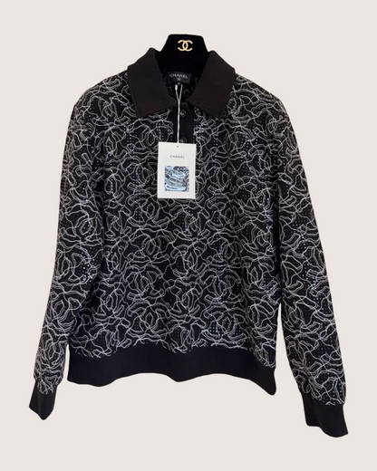 Chanel 25C Sequin Polo Sweatshirt