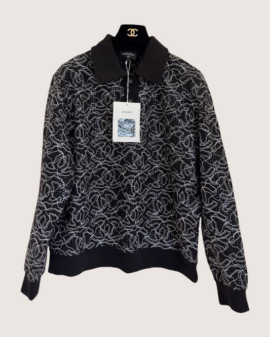 Chanel 25C Sequin Polo Sweatshirt