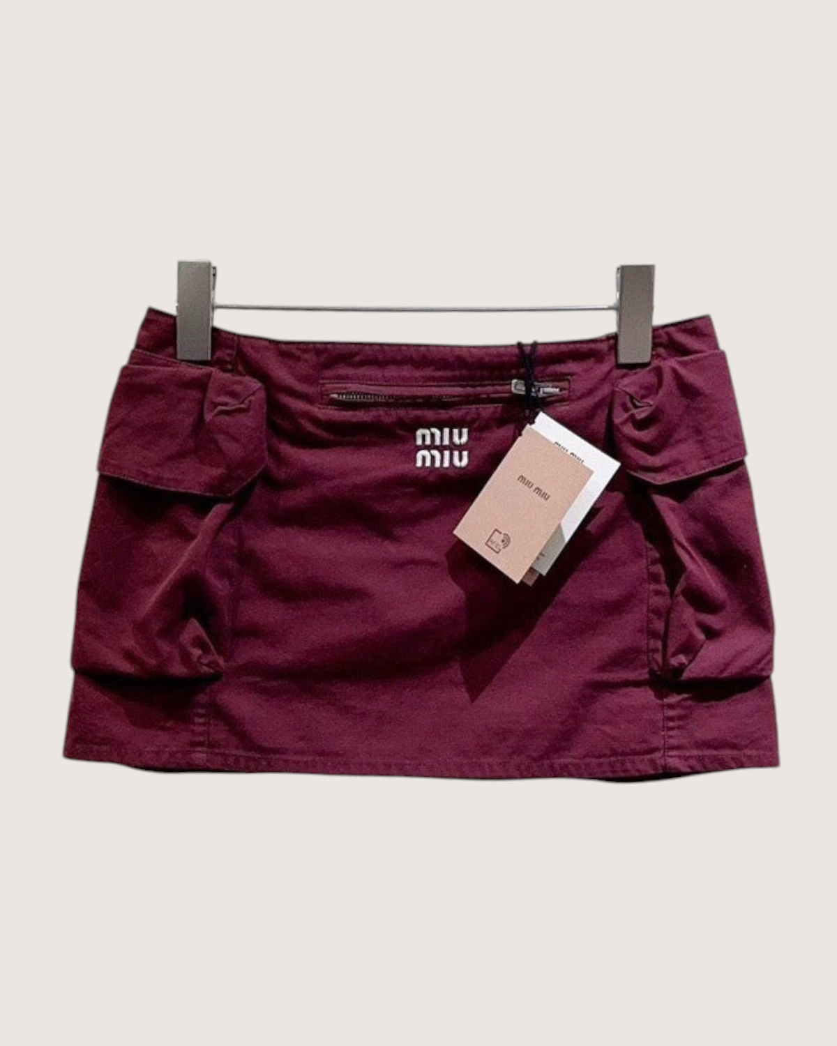 Miu Miu Cargo Mini Skirt Burgundy FR 36
