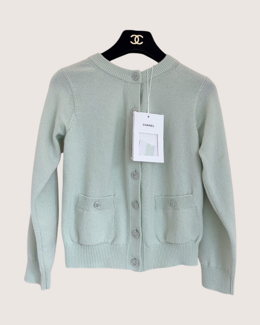 Chanel 25S Cashmere Two-Way Cardigan Green FR 34