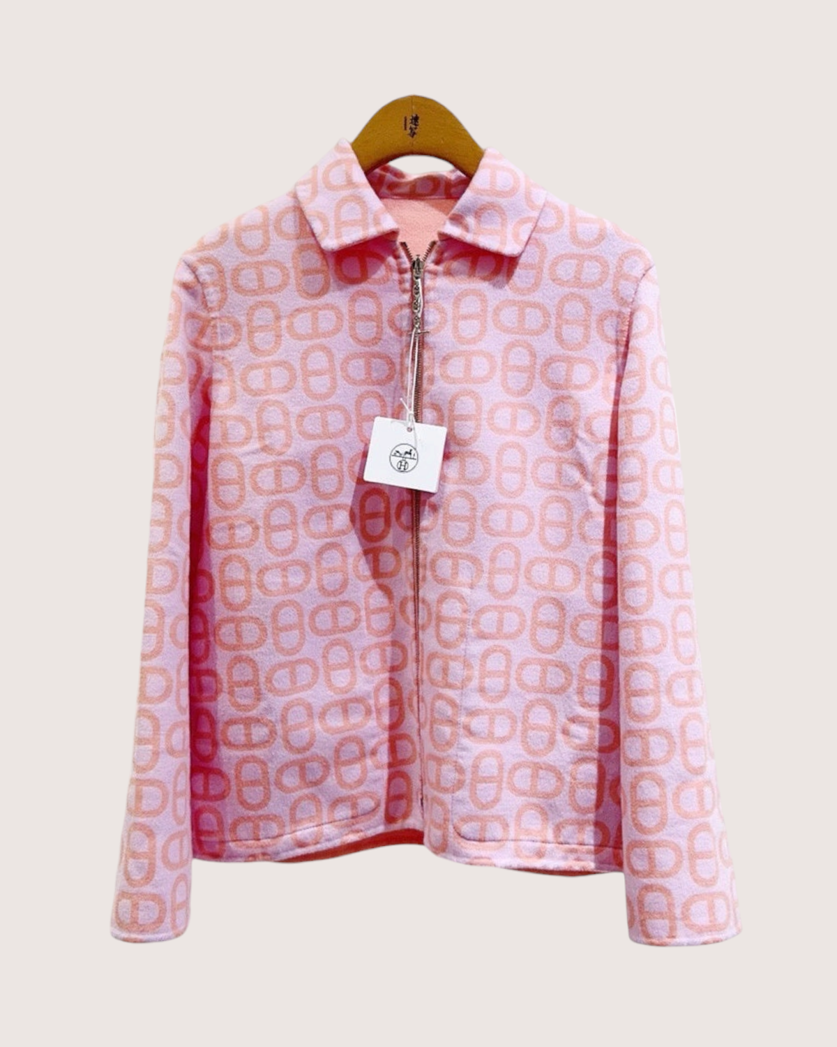 Hermès Reversible Chaîne d'Ancre Cashmere Jacket Pink, Beige/Ecru