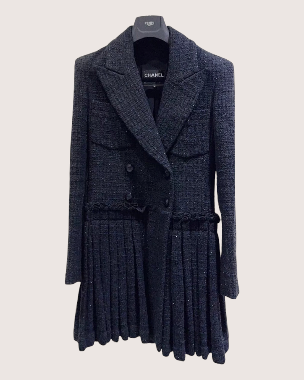 Chanel 20S Tweed Blazer Mini Dress Navy, Multicolor FR 38