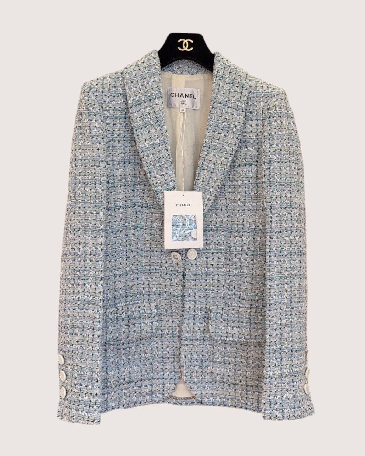 Chanel 19C Tweed Jacket Blue, White, Multicolor FR 34