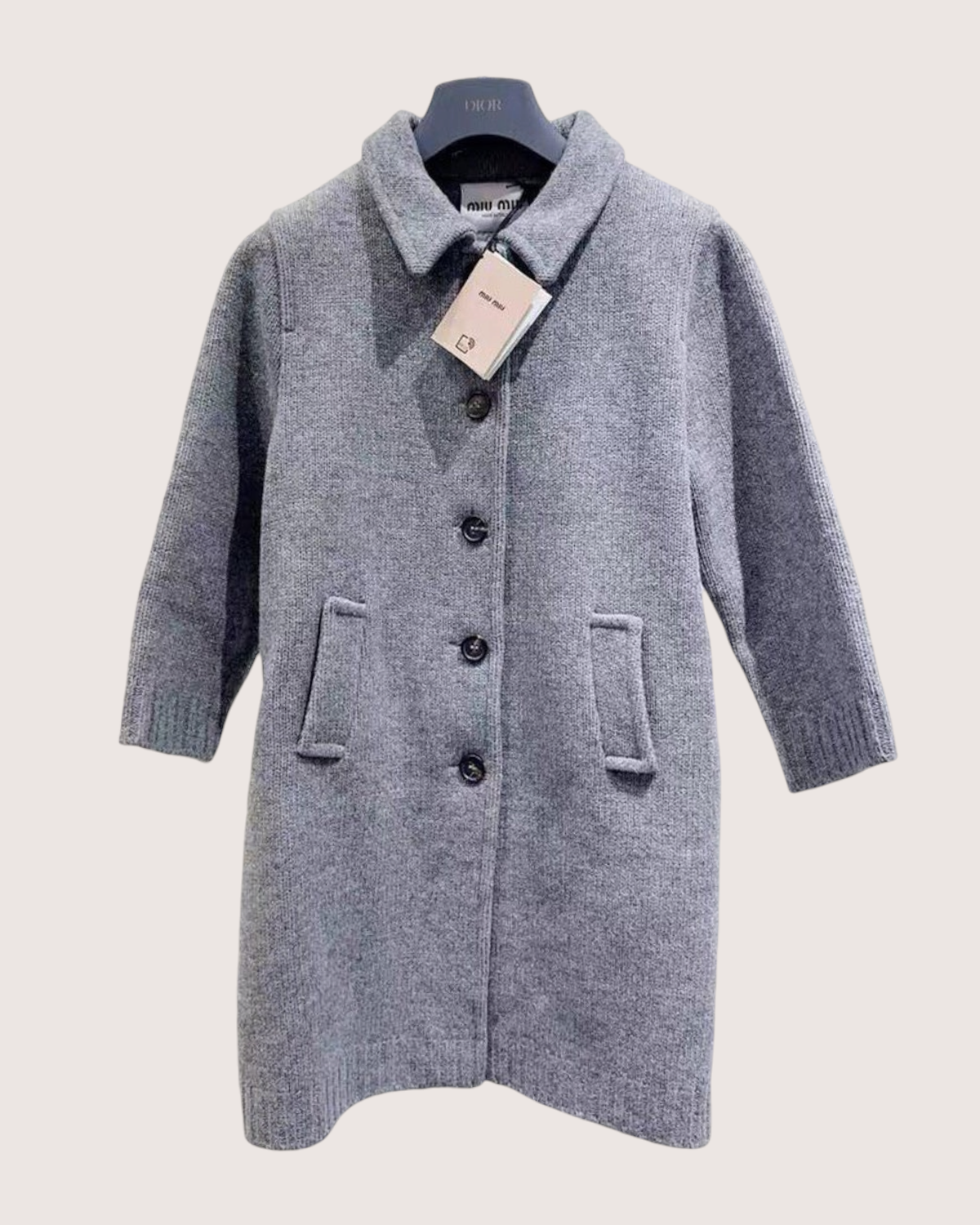 Miu Miu Wool Longline Cardigan Grey FR 34