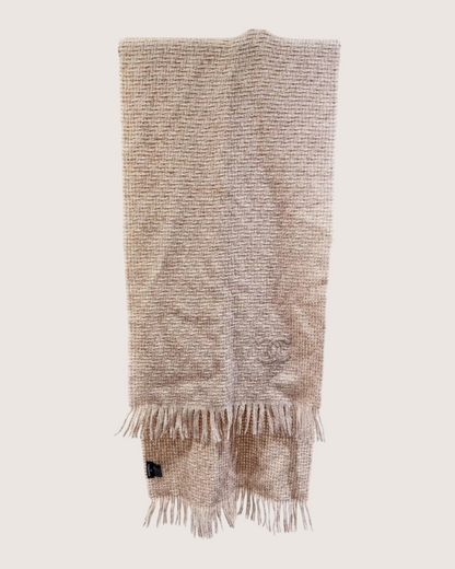 Chanel Tweed CC Scarf Beige/Ecru, Gold One Size