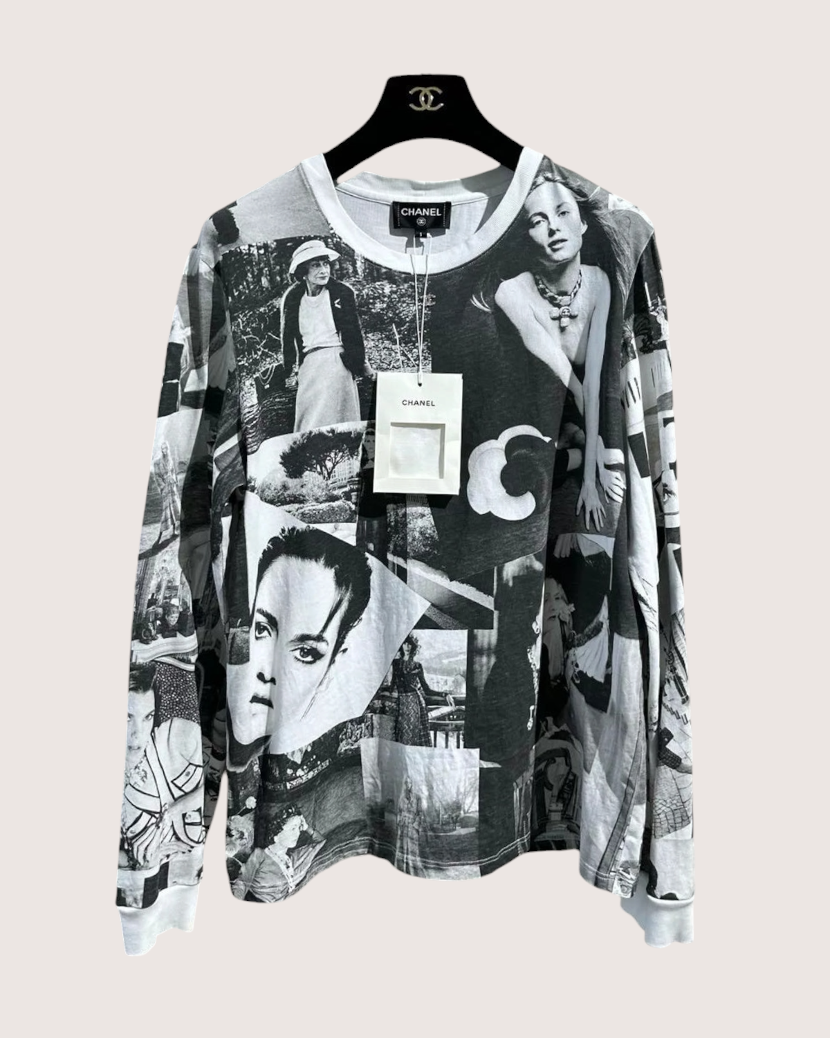 Chanel 23S Photo-Print Long-Sleeve T-Shirt - Black, White