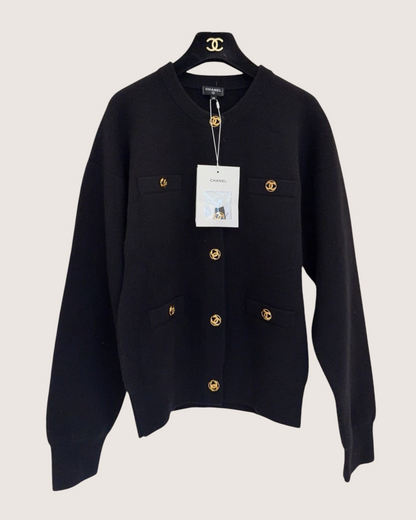Chanel 26B Cashmere Four-Pocket Cardigan Black FR 38