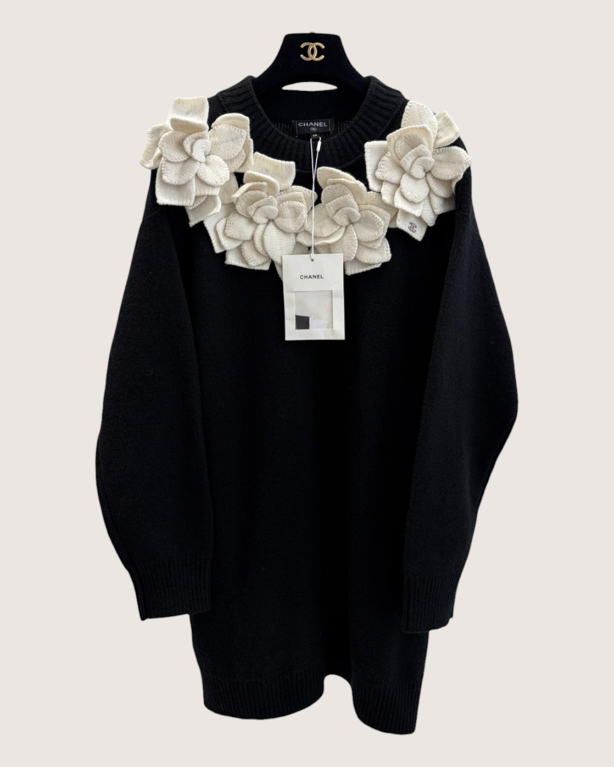 Chanel 25K Camellia Mini Dress Black, Beige/Ecru FR 38
